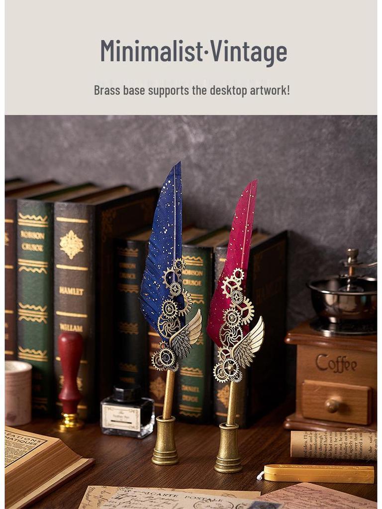 Set stilou Duker: Pană elegantă europeană retro pentru caligrafie cu ceară de sigiliu, perfectă pentru exersarea caligrafiei și prezentare în cutie cadou.