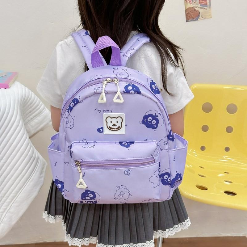 Adorable Cartoon Bear Print Backpack For Boys And Girls Breathable Nylon Material