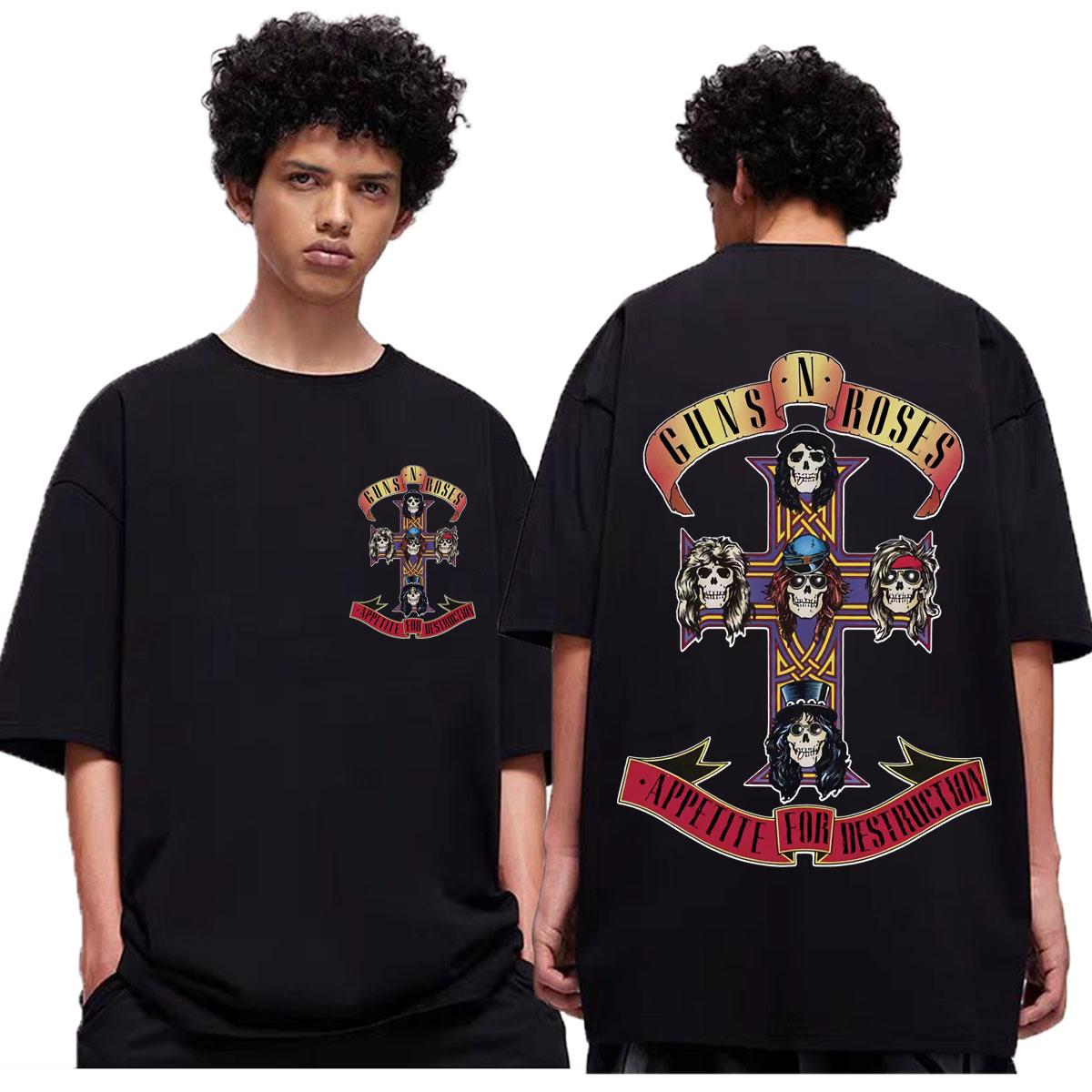 

Guns N Roses Appetite for Destruction Album Graphic T Shirts Rock Hip Hop Short Sleeve Tshirt Men Women Casual Loose Tshirts 4XL