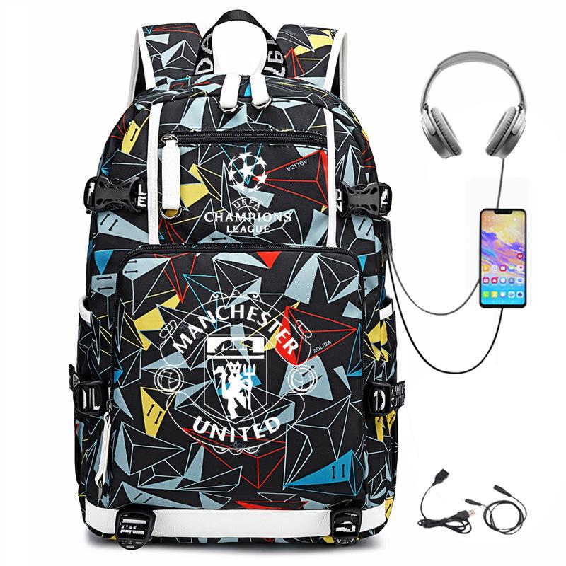 College Style Campus Leisure School Bag Printed Football Burden Reduction Ridge Protection Large Capacity Student Light Backpack