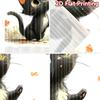 2D flat printing 2pcs Curtains Black Cat Butterfly Cute Digital Printed Polyester Drapes Festive Holiday Use for Holiday Parties