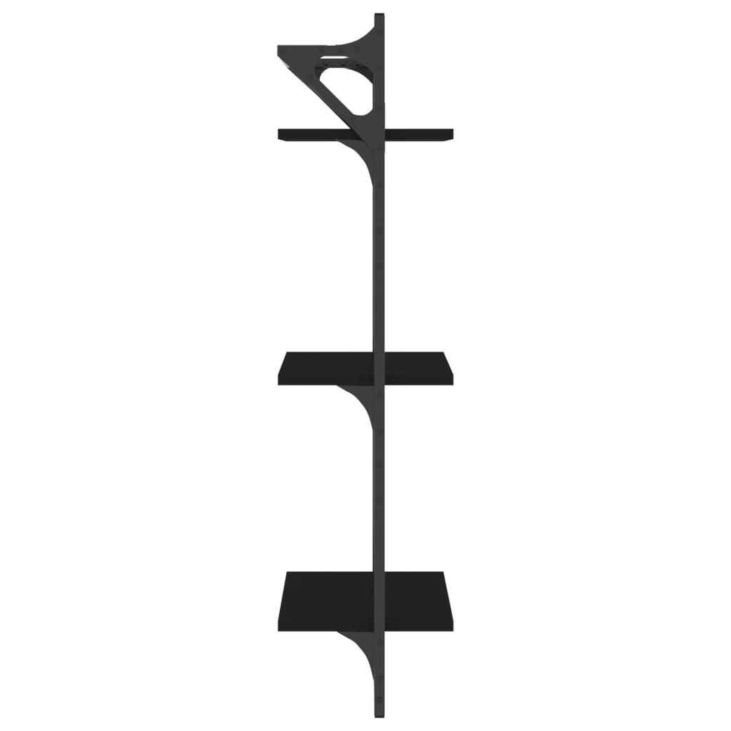 Wall mounted shelves with 3 shelves and rods 2 pcs black 30 x 25 x 100 cm