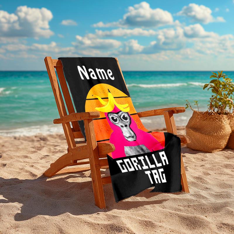 Personalized customized proof beach towel with Gorilla Tag pattern - soft, absorbent,quick-drying,perfect swimming,camping&bathing