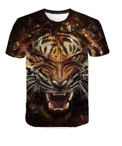 Summer Tiger 3D Printed T-Shirt Street Clothing Animal Men Fashion Oversized Sleeves T-Shirt O-Neck T-Shirt T-Shirt