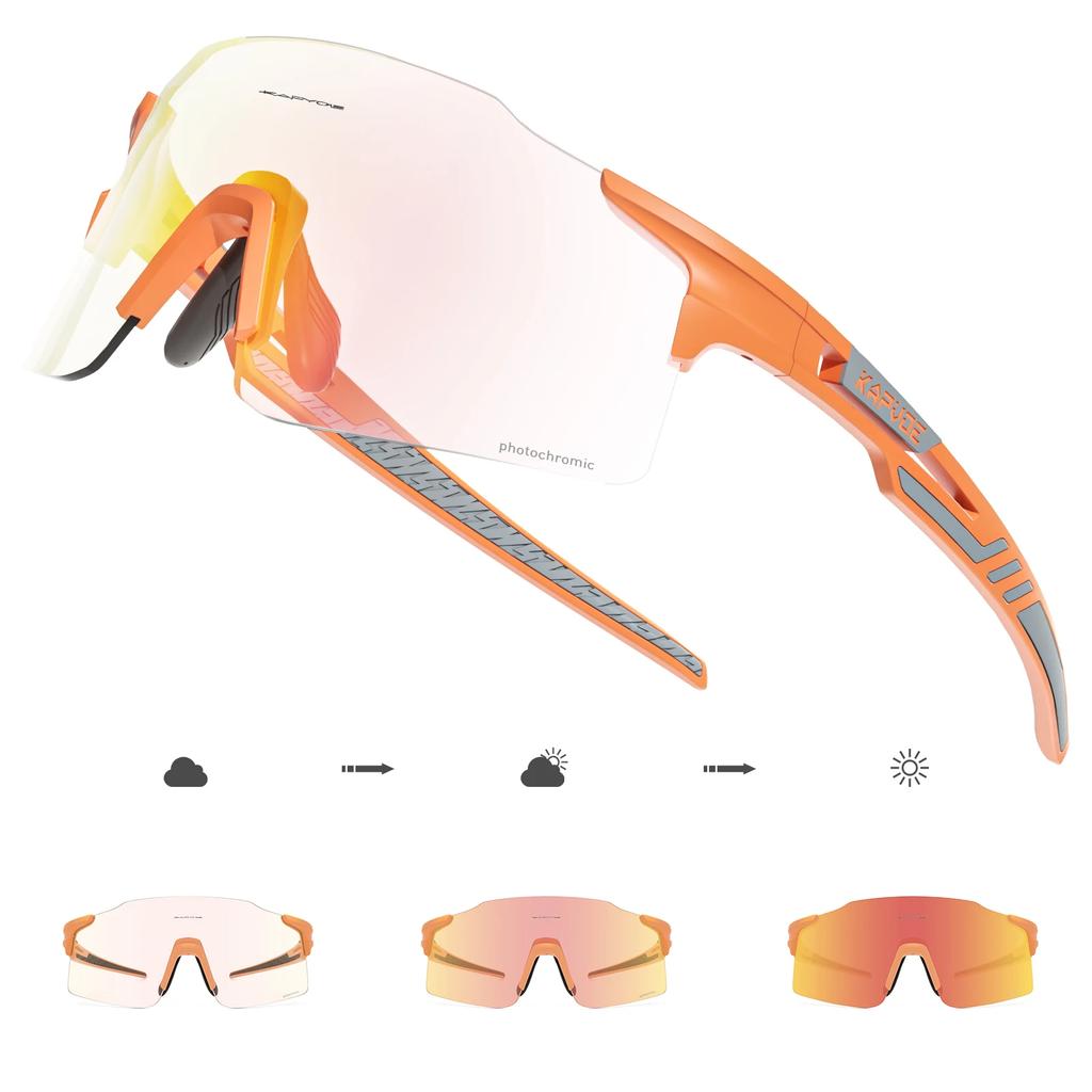 Kapvoe Photochromic Cycling Glasses MTB Cycling Sunglasses Outdoor Bike Eyewear Sports Glasses UV400 Bicycle Goggles Eyepieces