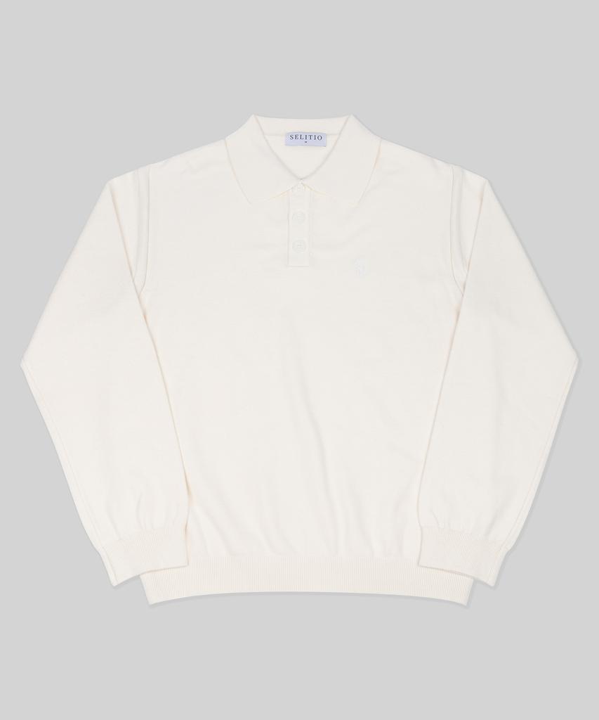 SELITIO Men'S Basic Soft Collar Knit Ivory
