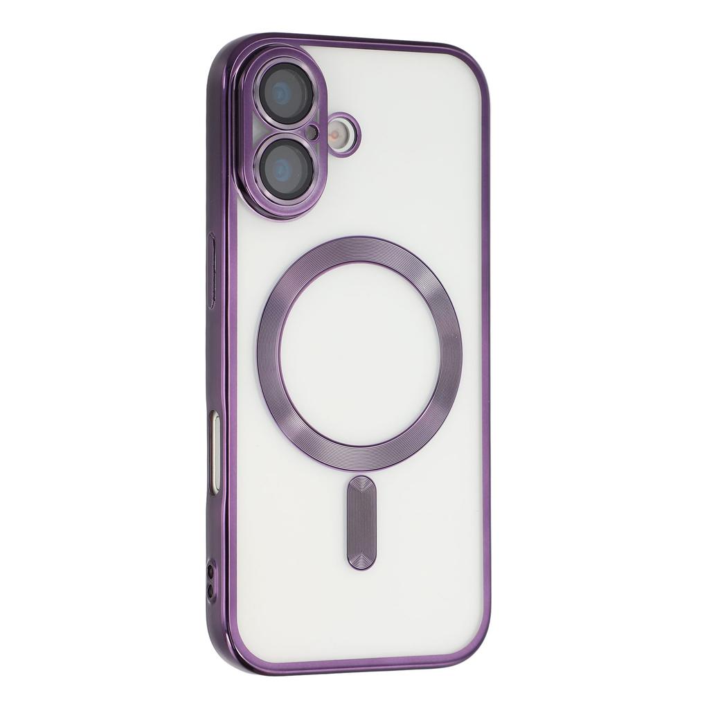 For iPhone 17 Magnetic Case CD Veins Glass Lens Guard TPU Phone Back Cover