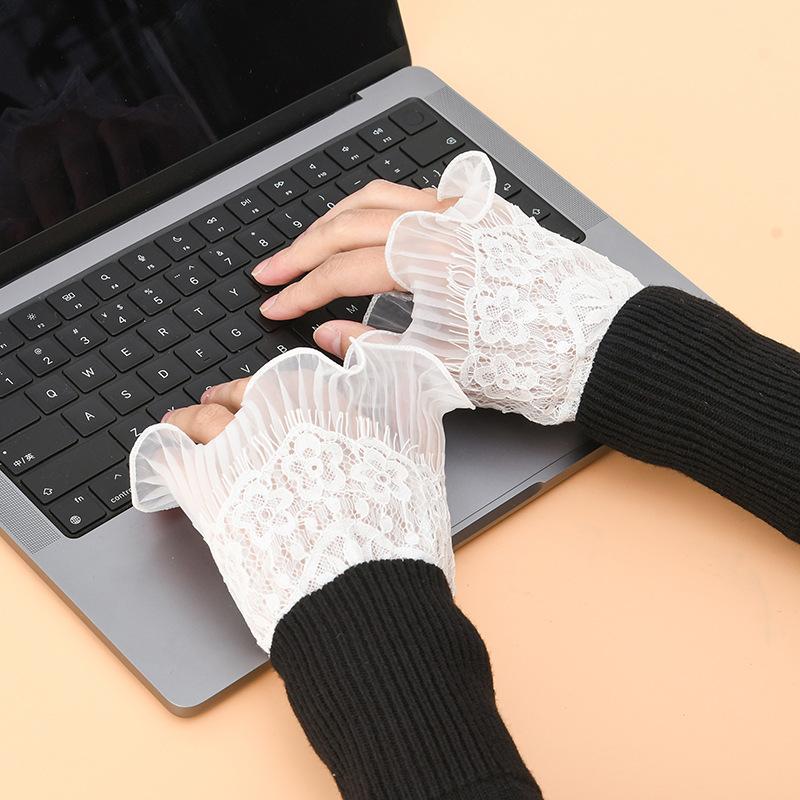 Simple Wrist Cuffs Detachable Wristband Elegant White Shirt False Cuffs for Sweater Lace Detachable Sleeved Horn Cuffs