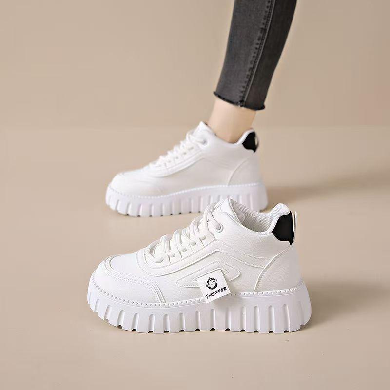 Board Shoes Women's New Summer Leather Waterproof and Non-slip Running Sneakers Platform-soled High-top Fashion Women's Shoes