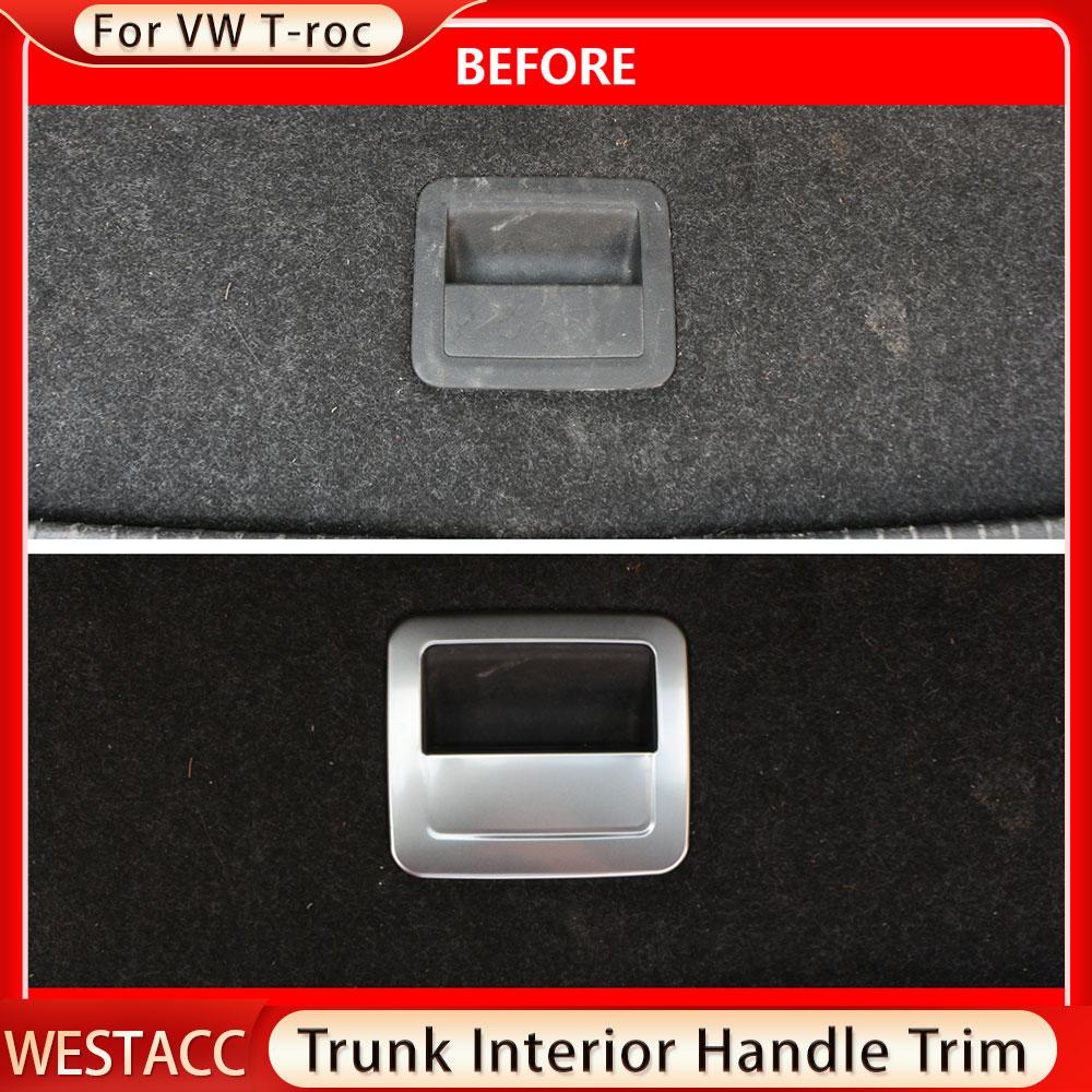 Διακοσμητικό αυτοκόλλητο κάλυμμα εσωτερικής λαβής πορτμπαγκάζ αυτοκινήτου από ανοξείδωτο ατσάλι για εσωτερικό Volkswagen VW T-roc 2017 - 2022