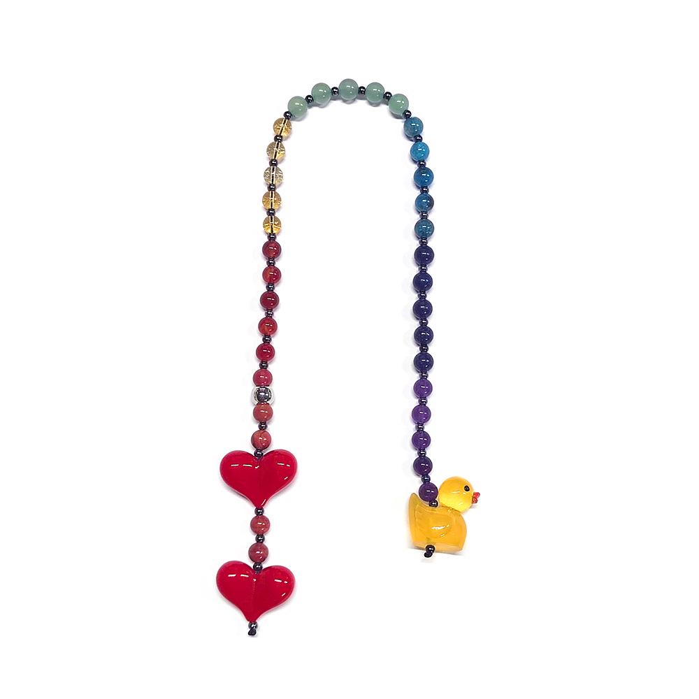 Handmade Woven Acrylic Beaded Heart Pendant: Stylish Versatile Bag Charm