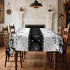 Halloween pumpkin lanterns, bat, dead tree, castle, spider web tablecloth, suitable for rectangular and circular dining tabl,kdj