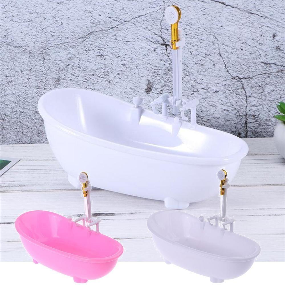 Spraying Water Kids Bathing Toys Playing House Mini Bathroom Tub  Dollhouse Furniture