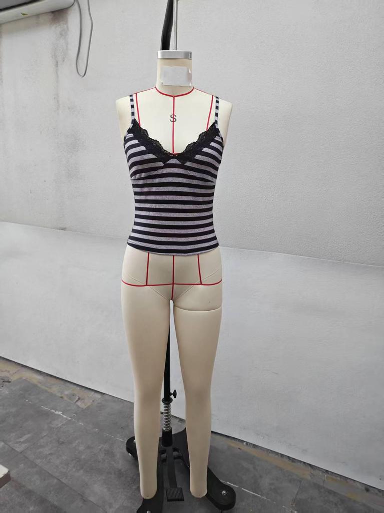 European & American Fashion Lace Patchwork Polka Dot V-neck Camisole