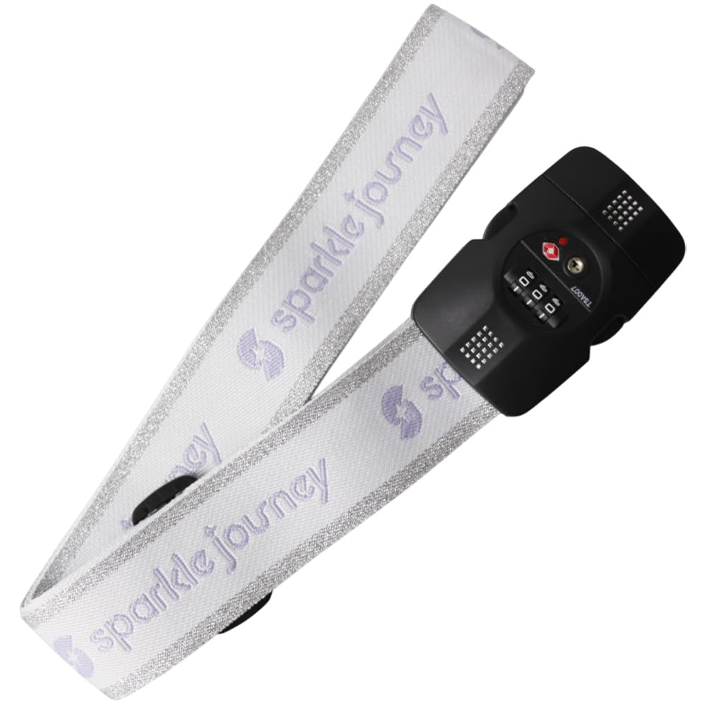 

Sparkle Journey Suitcase Strap with TSA Travel Secures Prevents Cargo from Sparkle Journey Logo x Silver Lock, 3-Digit Combination, Essentials,