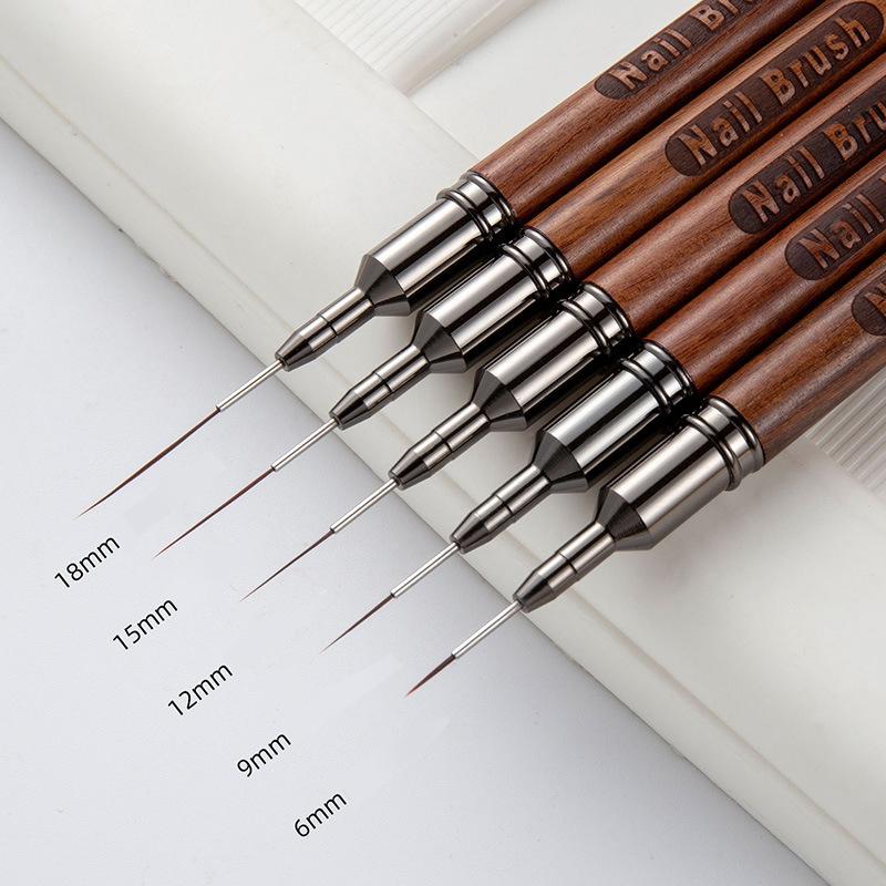 

1Pcs 6/9/12/15/18Mm Sandalwood Rod Nail Liner Brush Drawing Lines Stripe Painting Flower Pen Handle Nail Art Pen Brush Nail Art Tools