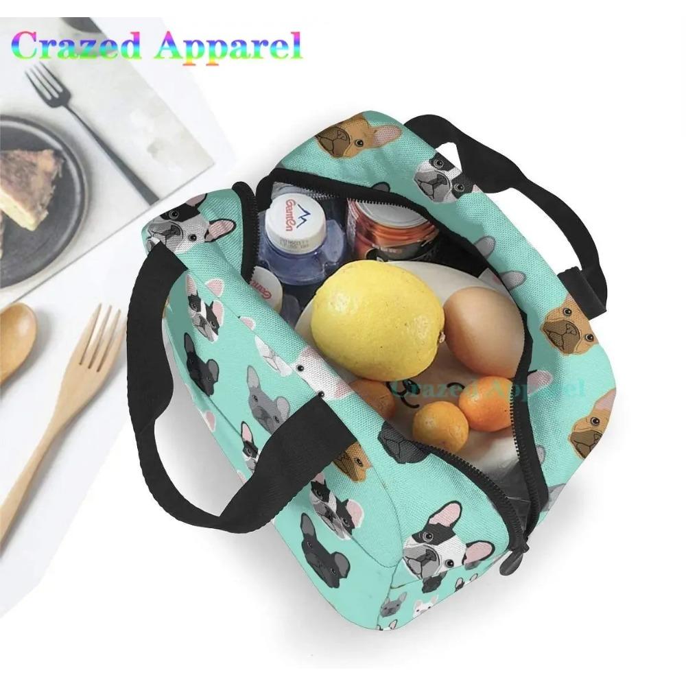 French Bulldog Cute Dog Insulated Lunch Bag Portable Thermal Cooler Box Reusable Picnic Tote Bento Bag for Men Women Kids
