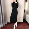 Women Autumn Winter Dress Fashion O-Neck Hoodie Long Sleeve Pure Color Loose Casual Ladies Dress