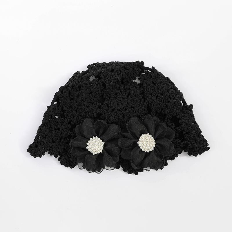 Beret women's autumn and winter handmade knitted wool hat double-layer warm and windproof retro niche stacked bag head cold hat