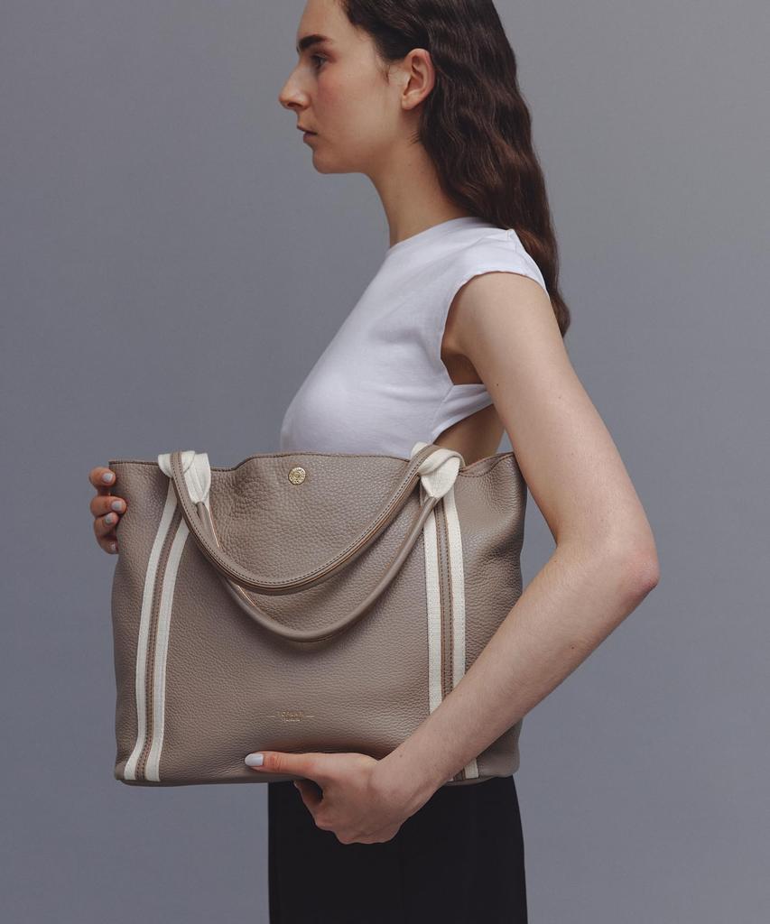 Tote Bag Treasure Soft Shrink Tape Combination A4 Tote Bag Greige [Topkapi] Women's