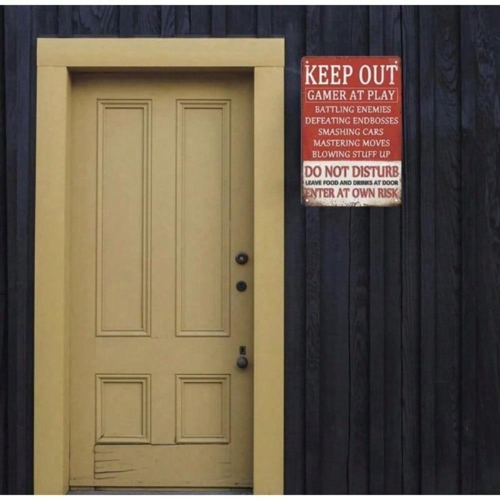 Metal Wall Art Poster Keep Out Sarcastic Decor for Game Room
