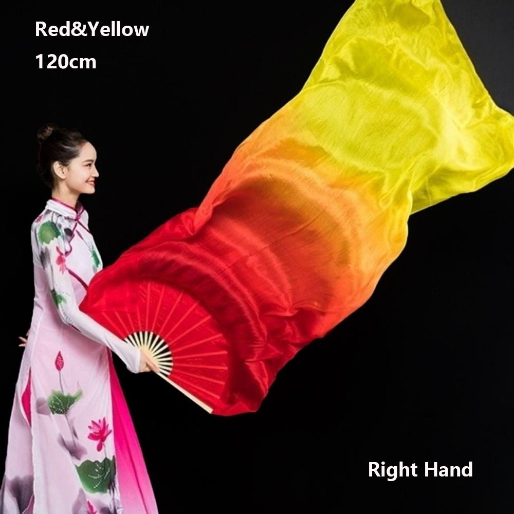 120/150/180cm Kid Women Belly Dancing Fan Right&Left Hands Practice Long Imitation Silk Fans