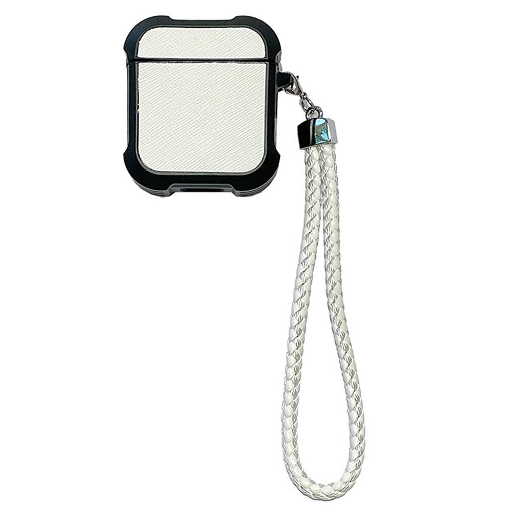 

For Apple AirPods with Charging Case (2016)/(2019)/AirPods with Wireless Charging Case (2019) TPU Sleeve Case with Wrist Strap White