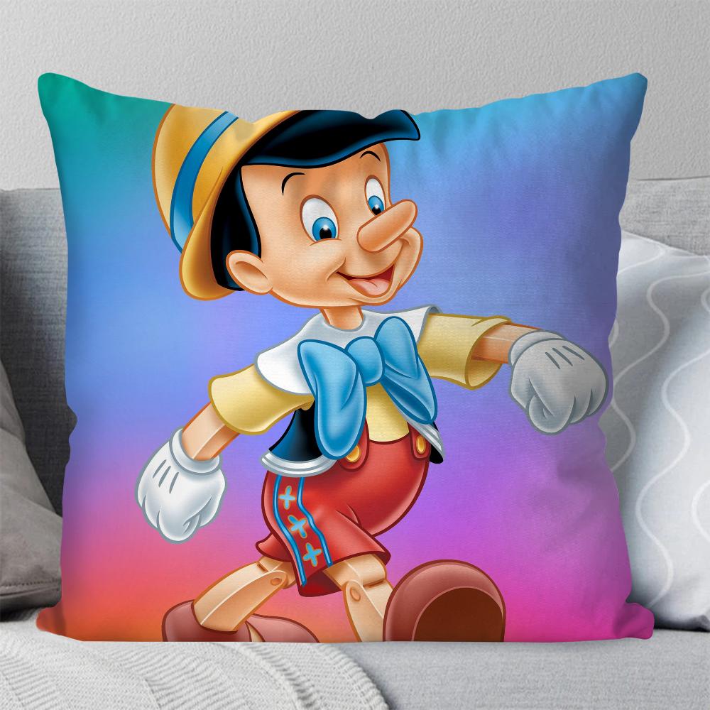 Classic Fairy Tale P-Pinocchio Animation Pillow Case Square Pillow Bedroom Sofa Leisure Comfort LivingRoom Home Decoration 40X40