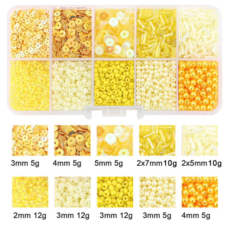 8/10/12/15 Grid Box: Seed Beads, Sequins, Imitation Pearls for DIY Necklaces & Phone Chains