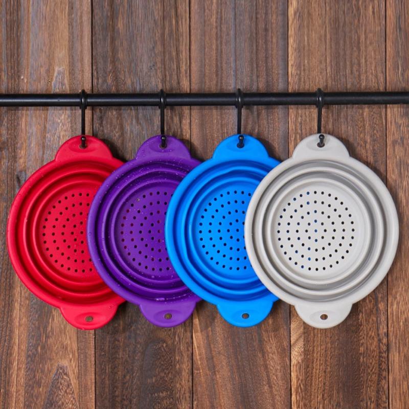 Folding Silicone Drain Basket Fruit Vegetable Washing Basket Foldable Strainer Colander Collapsible Drainer Kitchen