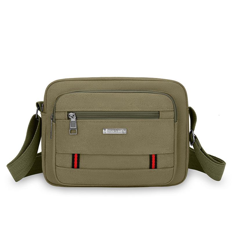 New Men's Shoulder Bag Business Multi Layer Simple Canvas Bag with Large Capacity and Light Tide Messenger Bag.