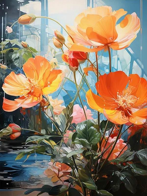 

Алмазная картина, новая коллекция 2024, абстрактный красный цветок, сделай сам, полная квадратная круглая дрель, стразы, вышивка, цветная цветочная мозаика, наборы для вышивки крестом Round drill 30x40cm