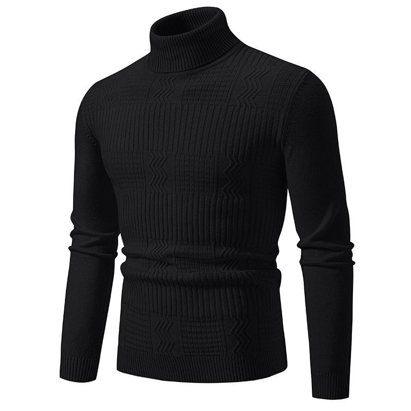Herentrui met Hoge Hals, Casual Gebreide Pullover - Modecollectie Herfst/Winter 2025, Grote Maten Breigoed