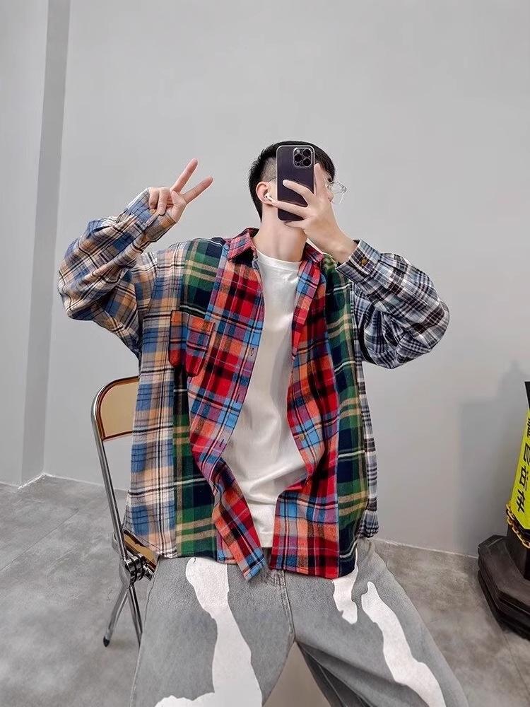 Unisex 2024 Summer Plaid Retro Long-Sleeve Shirt Jacket