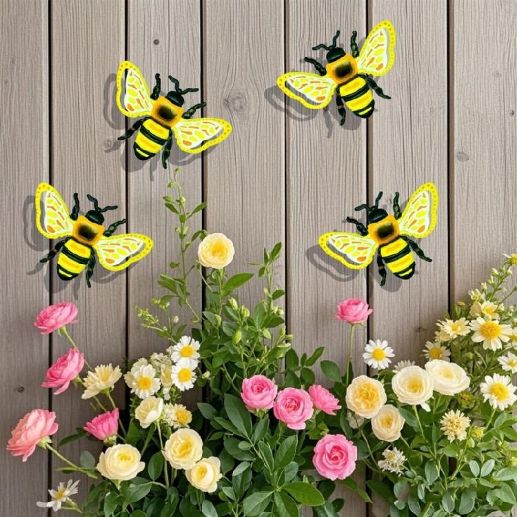 Iron Butterfly Honeybees Ladybugs Metal Wall Art Weather Proof Garden Homes Decors Handmade 3D Insect Sculpture