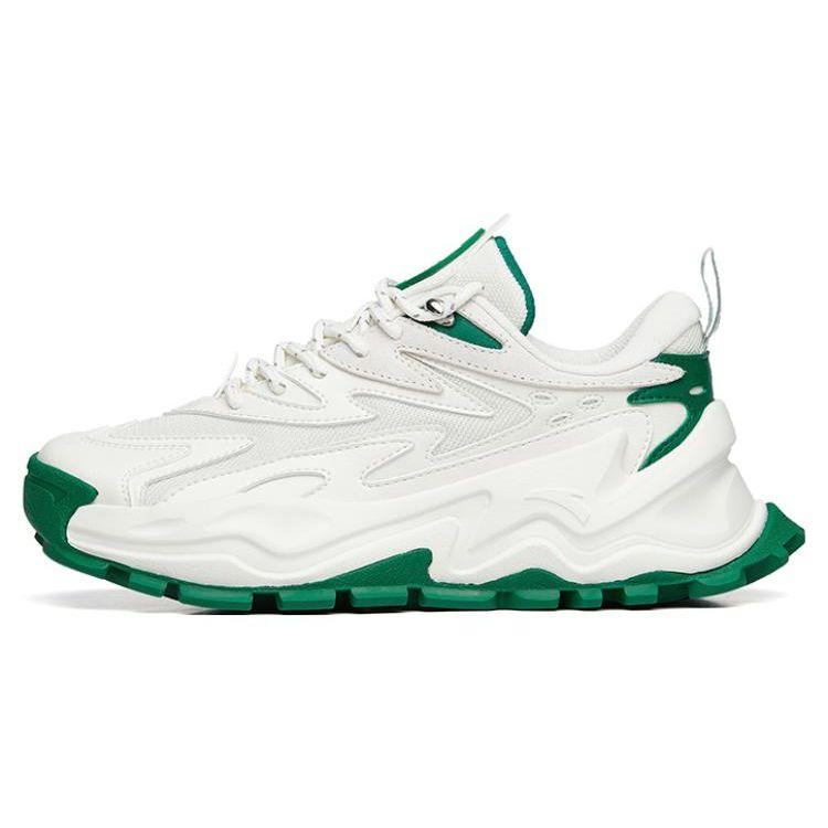 Anta Scarpe da Ginnastica Casual Basse Resistenti all'Usura in Tessuto Caldo Camoscio Retro Donna Bianco Verde 122148880R-5