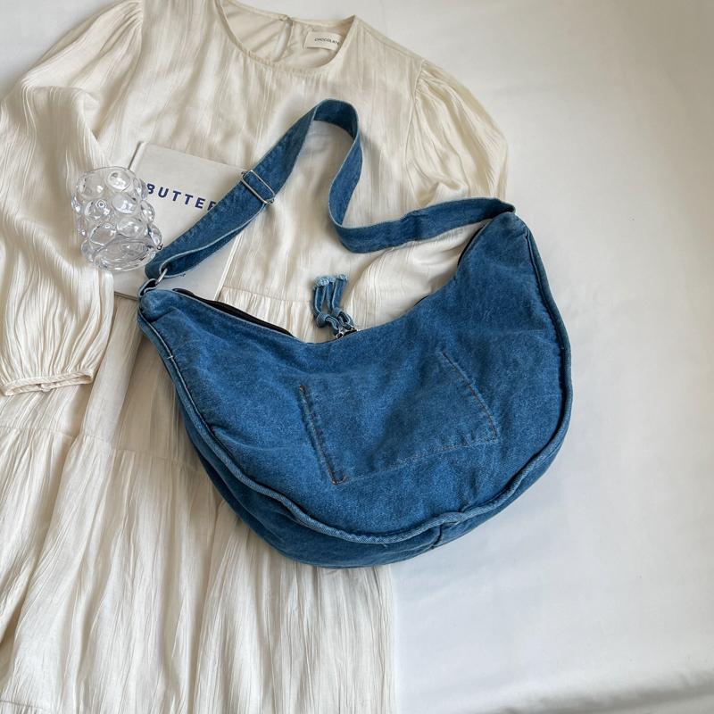 Denim Bag Women Tote Bag Student Class Large Capacity Shoulder Bag Crossbody Bag