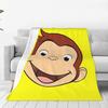 Curious George Monkey Cartoon Knitted Blanket TV Series Flannel Throw Blankets Bedroom Sofa Decoration Lightweight Bedspread