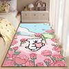 Cartoon Bear with Heart and Pink Roses Pastel Color Carpet Decor Suitable for Use As an Anti-slip for Living Room Bedroom Sofas