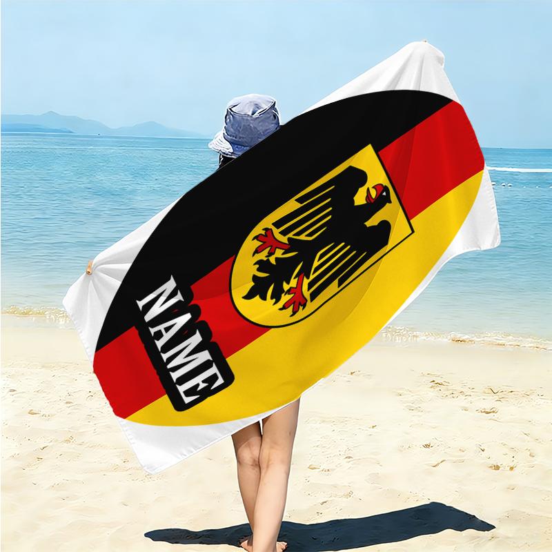Personalized German Flag Crest Beach Towel Microfiber Beach Towel Thin Absorbent for Beach Swimming Yoga Bath Sports. 0910104