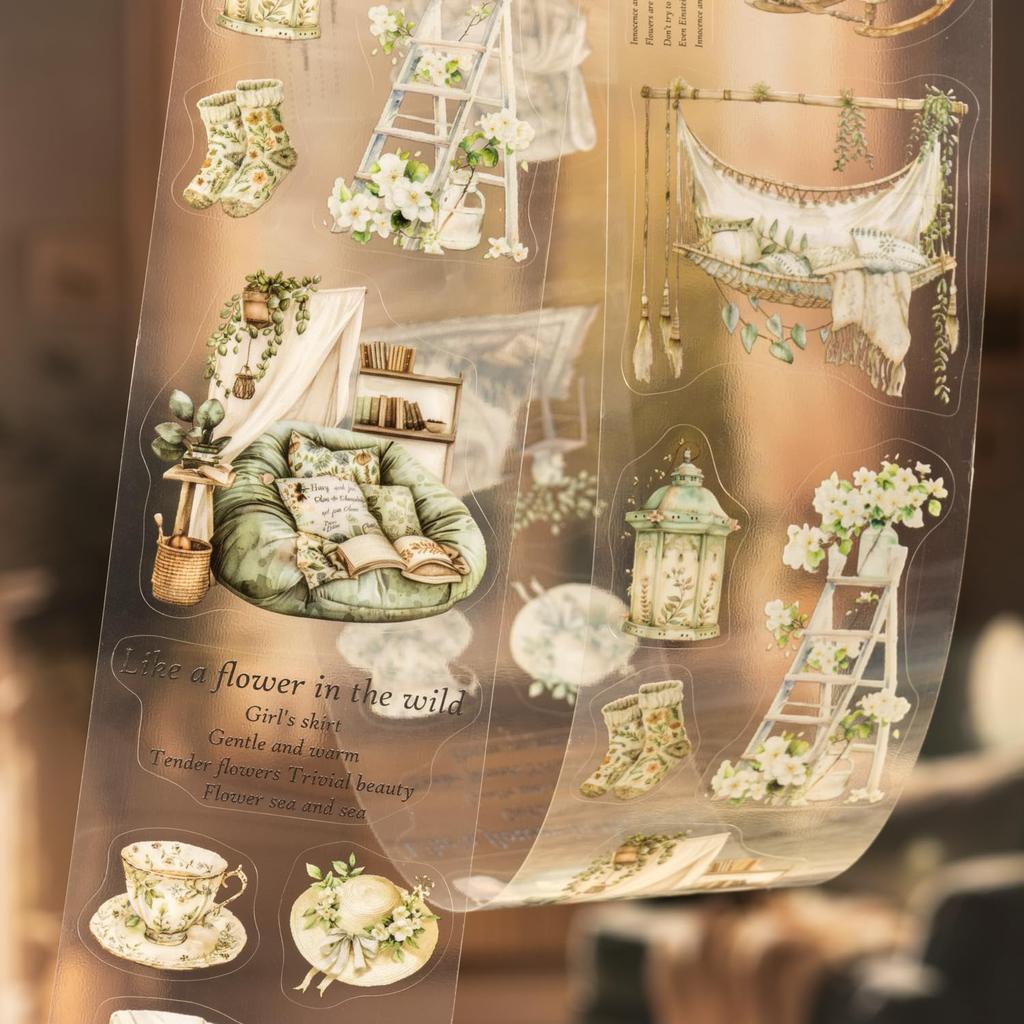 Collage Roll Masking Large Living English Letters Stickers, Materials, Assortment, Stickers, Miskepaa, Cute, Girls, Stylish, PET, Waterproof, Tape,