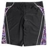 One Colors Men's Fitness Swimsuit, Competition Swimsuit, Plus Size Swim Trunks with Side Stripes, Size 4L, Black and Purple with Charcoal Stitching