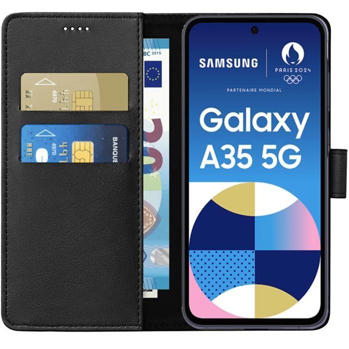 Case - Phonillico® - Samsung Galaxy A35 5G - Black - Wallet - Video Support