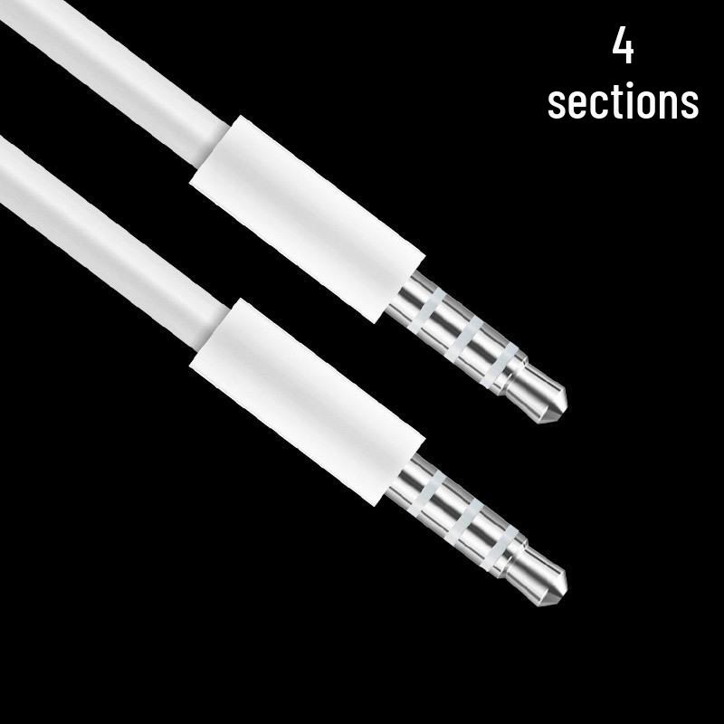 

4-секційний 3,5 мм кабель AUX аудіо від штекера до штекера з мікрофоном для автомобіля та запису зі звукової карти білий