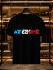 2026 New 100 Cotton Tshirt Tricolor Split Awesome Letter Print Minimalist Trend Casual Short Sleeve