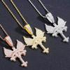 Sparkling Iced Out CZ Wing Pendant Bling Chain Necklace Men Hip Hop Solid Retro Design Luxury Statement Fashion Jewelry