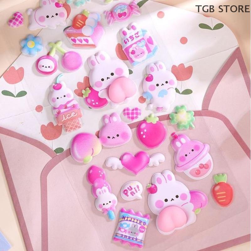 DIY Stereoscopic Animals Relieve Stress Stickers Lovely Cartoon Foam 3D Fart Peach Stereo Sticker Kawaii Decor Stickers