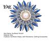 Shirt Lapel Pin Retro Rhinestone Sunflower Brooch Pin, Floral with Faux Parties Pearl, Metal Flower Badge for Women, Clothing Accessories Decorative