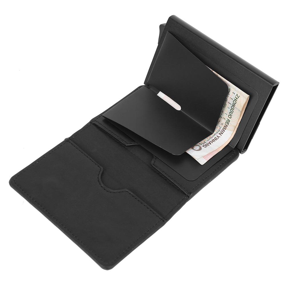 Fashion Portable Unisex PU Leather RFID Blocking Card Bag Holders Anti Theft Change Purse Wallet(Black )