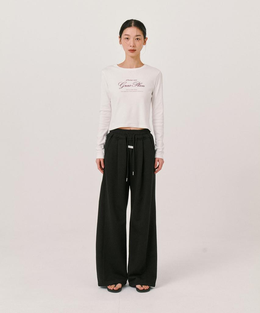 GRASPLAN One-Tuck Wide Banding Pants_Black (Regular Ver.)